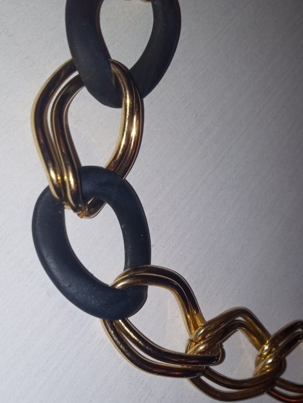 Gold and Black Link Necklace with Matching Hoop Earrings - Picture 6 of 7